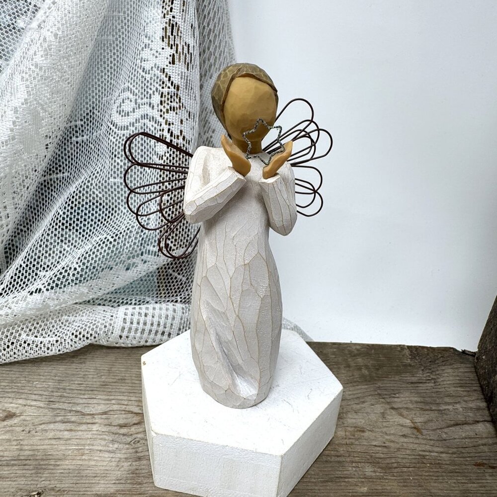 Willow Tree Angel Holding Butterfly Figurine With Wire Wings Hand-Crafted